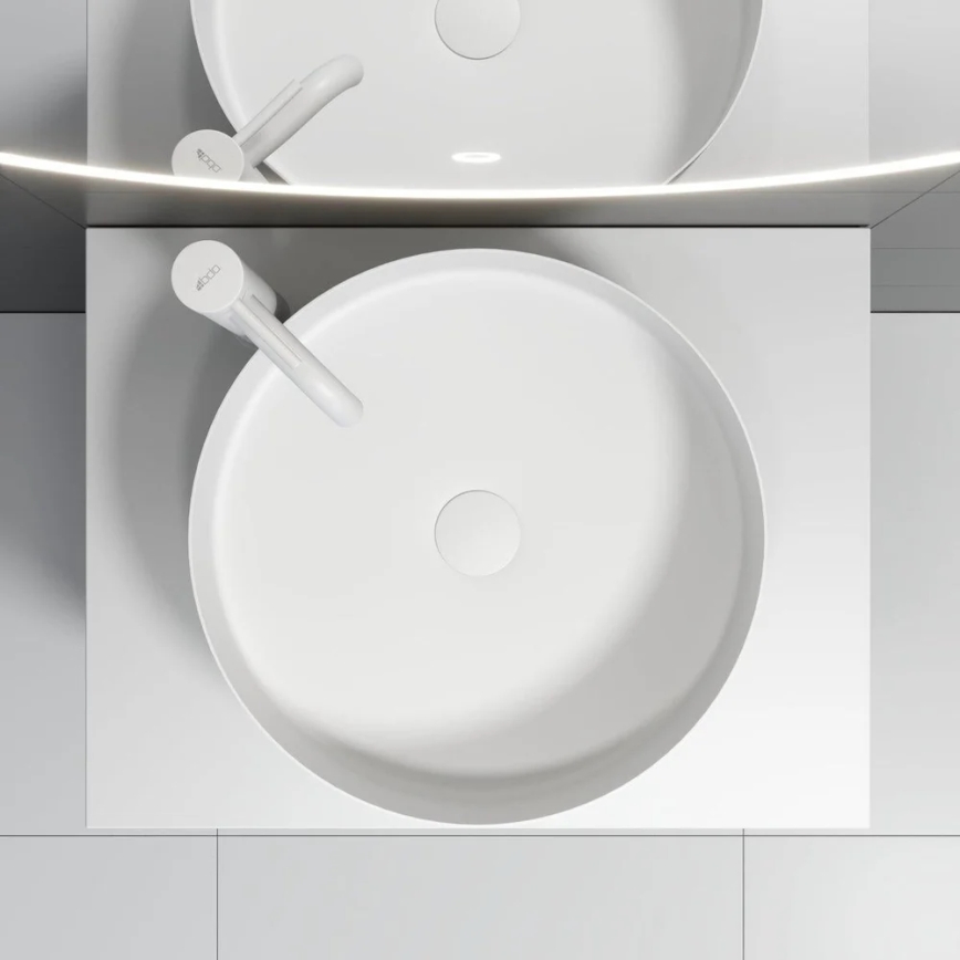 BATH DELUXE 06-040-16-01-00 - Umywalka nablatowa LJORDAL Ø 40 cm stal nierdzewna/biała matowa