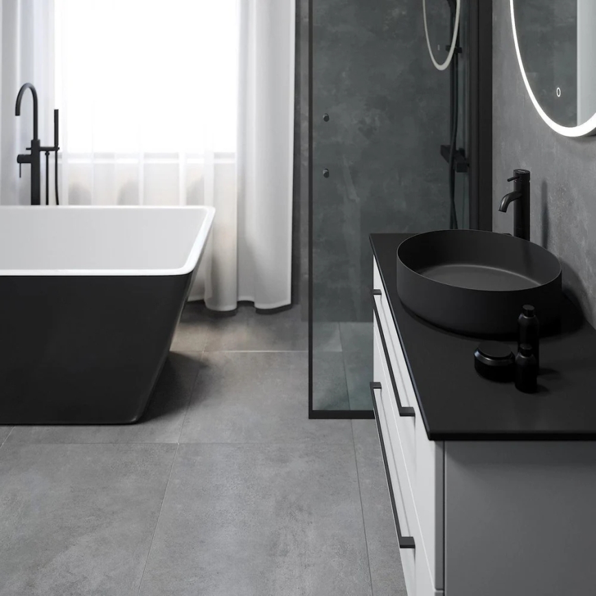 BATH DELUXE 06-040-16-02-00 - Umywalka nablatowa LJORDAL śr. 40 cm stal nierdzewna / czarny mat