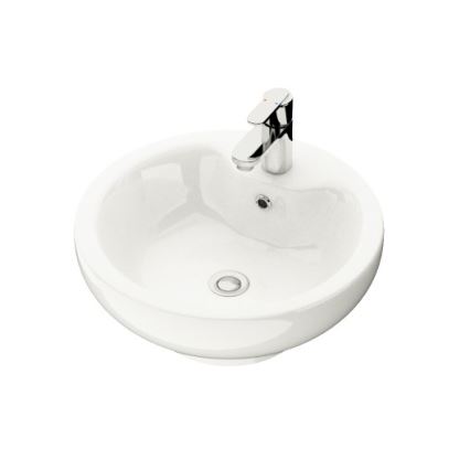 BATH DELUXE 06-045-11-11-00 - Umywalka nablatowa DRAMMEN śr. 40,1 cm, ceramika/biały połysk