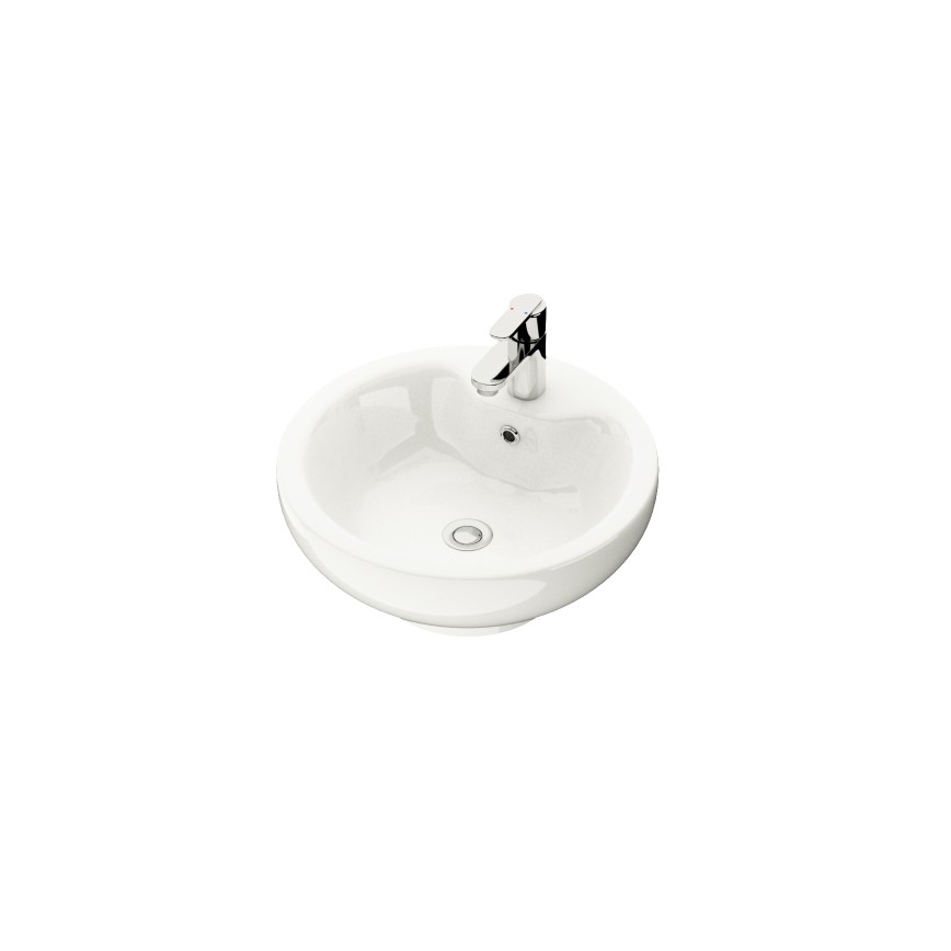BATH DELUXE 06-045-11-11-00 - Umywalka nablatowa DRAMMEN śr. 40,1 cm, ceramika/biały połysk
