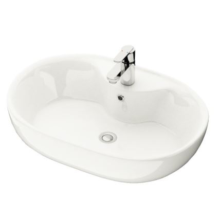 BATH DELUXE 06-060-08-11-00 - Umywalka nablatowa TROMSO 59,5x41 cm ceramika/biały połysk