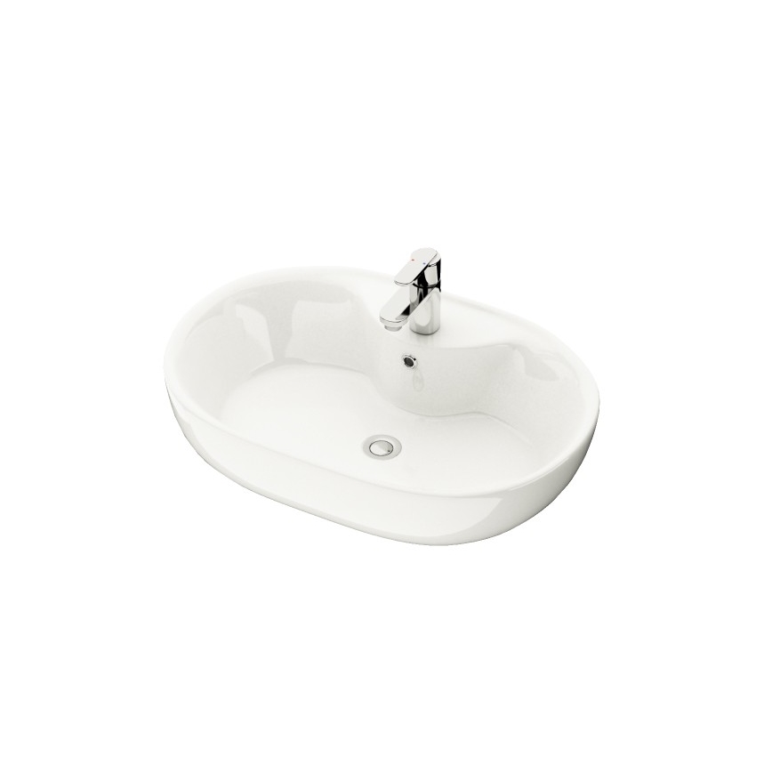 BATH DELUXE 06-060-08-11-00 - Umywalka nablatowa TROMSO 59,5x41 cm ceramika/biały połysk