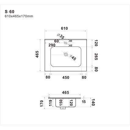 BATH DELUXE 06-060-27-11-00 - Umywalka wpuszczana LILLESNAD 61x46 cm ceramika/biała