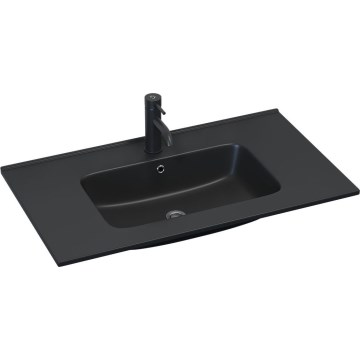 BATH DELUXE 06-080-27-02-00 - Umywalka wpuszczana HYGE 81x46 cm ceramika/czarna