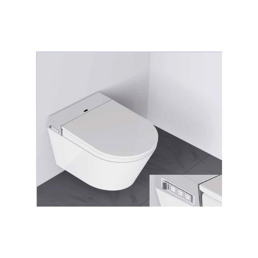 BATH DELUXE 21-040-02-11-00 - Zawieszana toaleta z bidetem i deską sedesową SoftClose TISVILDELEJE 1600W/230V biała + pilot zdalnego sterowania