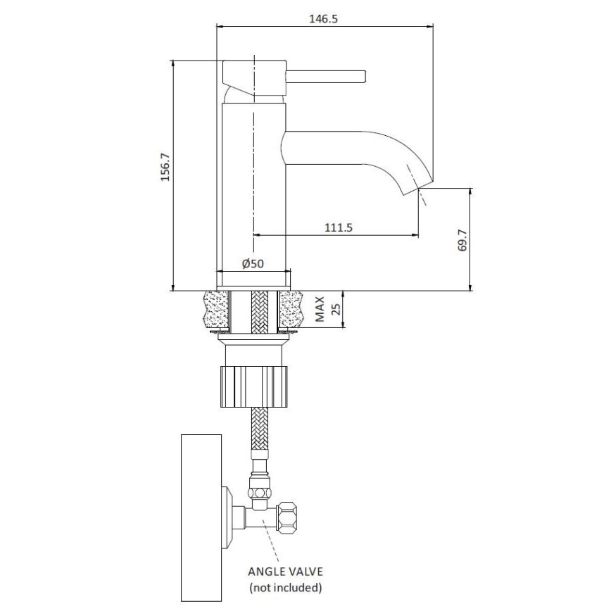 BATH DELUXE 28-005-01-02-04 - Kran do umywalki DRAGOR 15,6 cm matowy czarny