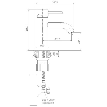 BATH DELUXE 28-005-03-64-00 - Kran do umywalki ANHOLT 15,6 cm błyszcz. mosiądz