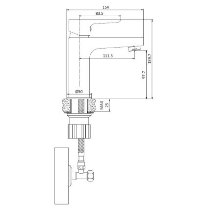 BATH DELUXE 28-005-04-02-04 - Kran do umywalki NAESBY 15,9 cm matowy czarny