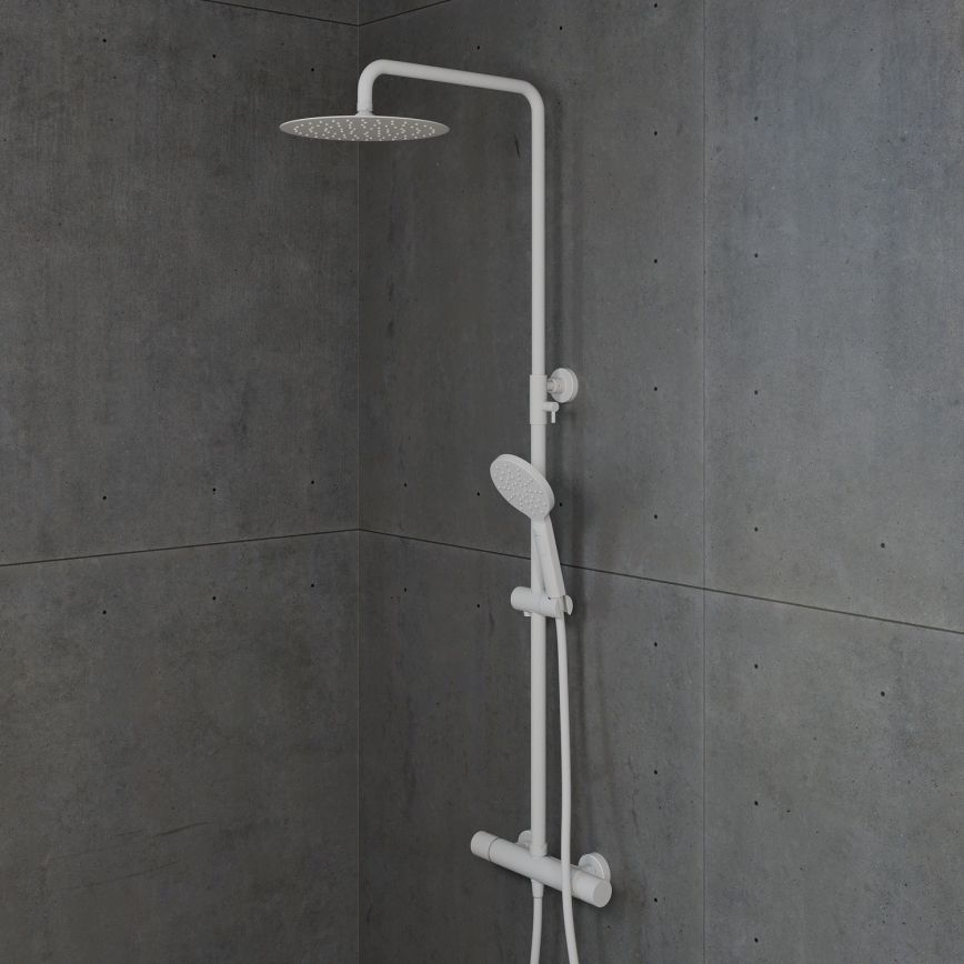 BATH DELUXE 31-120-05-01-00 - Zestaw natryskowy z baterią termostatyczną DRAGOR matowy biały