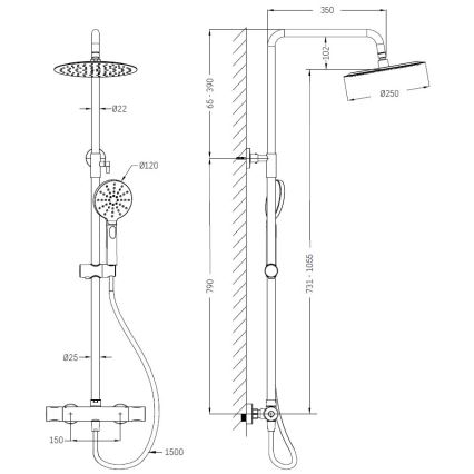 BATH DELUXE 31-120-05-02-00 - Zestaw prysznicowy z baterią termostatyczną DRAGOR matowa czarna