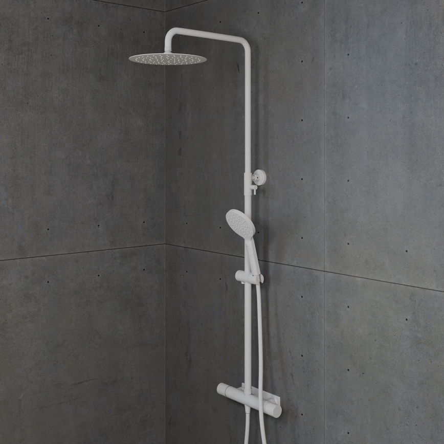BATH DELUXE 31-120-07-01-00 - Zestaw natryskowy z baterią termostatyczną DRAGOR matowy biały