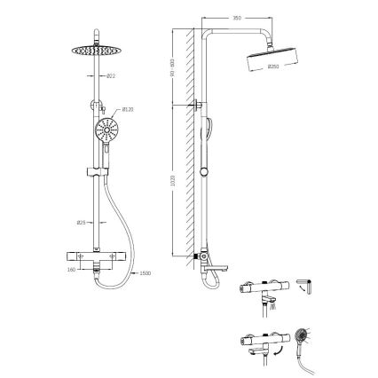 BATH DELUXE 31-160-11-60-00 - Zestaw natryskowy z baterią termostatyczną DRAGOR chrom błyszczący