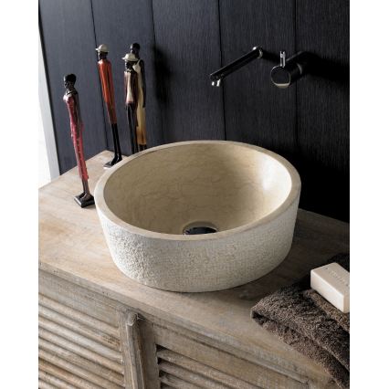 Bathco 00307 - Umywalka nablatowa DUAL śr. 40,5 cm kamień/beżowy