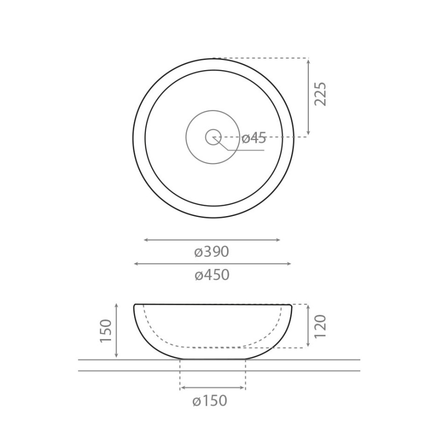 Bathco 00317 - Umywalka nablatowa PUKET śr. 45 cm kamień/szary
