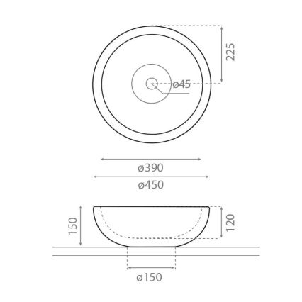 Bathco 00318 - Umywalka nablatowa PUKET śr. 45 cm kamień/beżowa