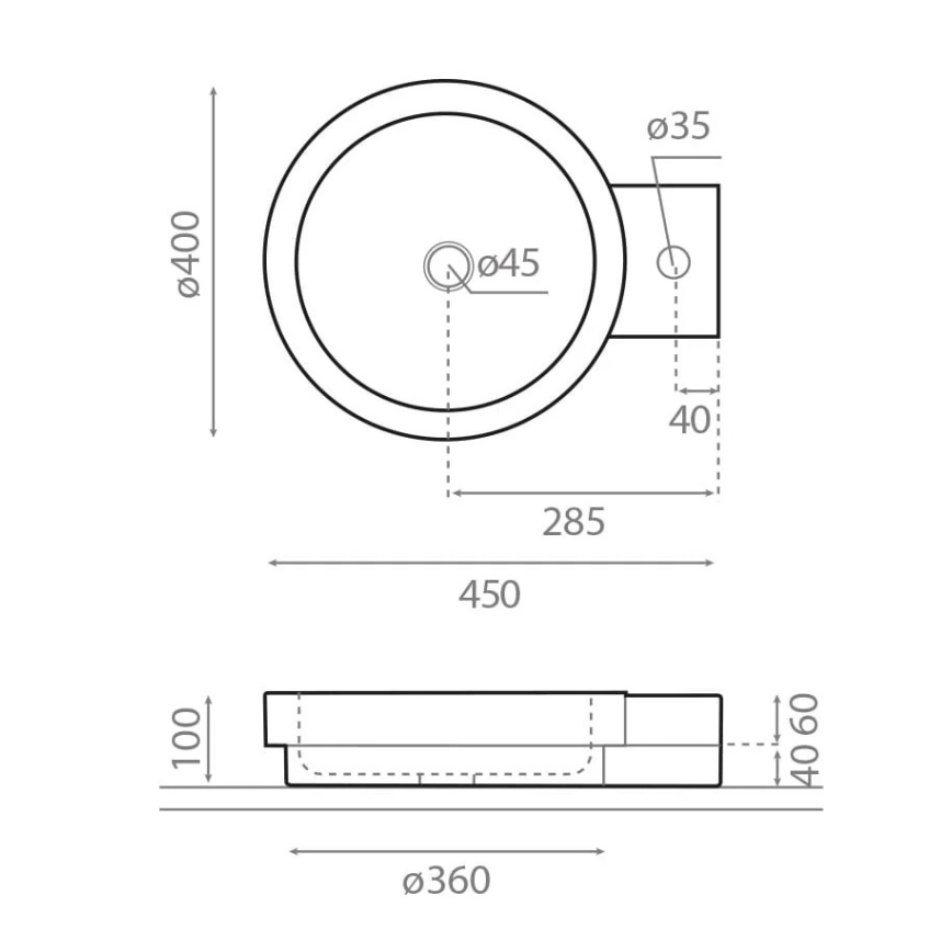 Bathco 00339 - Umywalka nablatowa ICONO 40x45 cm kamień/szary