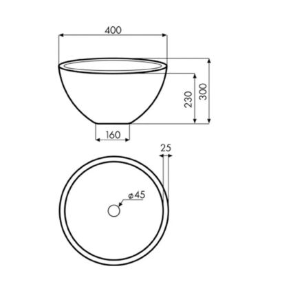 Bathco 00374 - Umywalka wpuszczana w blat MIRAGE Ø 40 cm kamień/szary