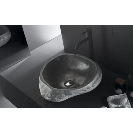 Bathco 00393 - Umywalka nablatowa RIO 52x47 cm kamień/szary