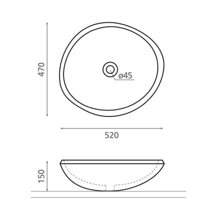 Bathco 00393 - Umywalka nablatowa RIO 52x47 cm kamień/szary