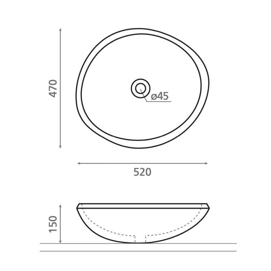 Bathco 00393 - Umywalka nablatowa RIO 52x47 cm kamień/szary