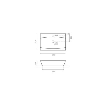 Bathco 0041 - Umywalka nablatowa SARDINERO 61,5x37,5 cm porcelana/biała