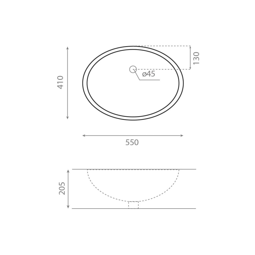 Bathco 0053 - Umywalka wpuszczana ANCONA 55x41 cm porcelana/biały