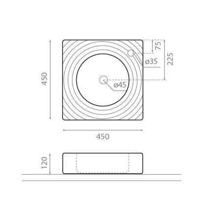 Bathco 0081 - Umywalka nablatowa GOTA 45x45 cm porcelana/biała