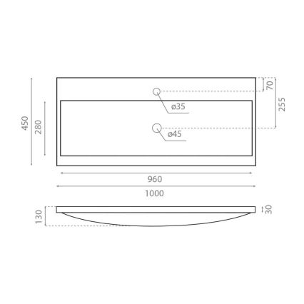 Bathco 0506 - Umywalka wpuszczana MANHATTAN 100x45 cm żywica/biała