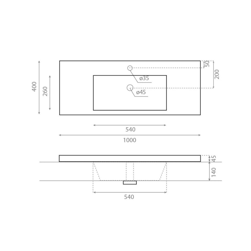 Bathco 0515 - Umywalka wpuszczana COLLOTO 100x40 cm żywica/biała