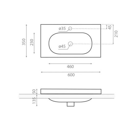 Bathco 0516 - Umywalka wpuszczana ICE 60x35 cm żywica/biała
