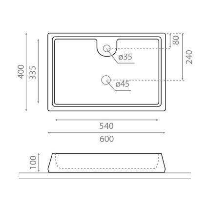Bathco 4004 - Umywalka nablatowa GALICIA 60x40 cm porcelana/biała