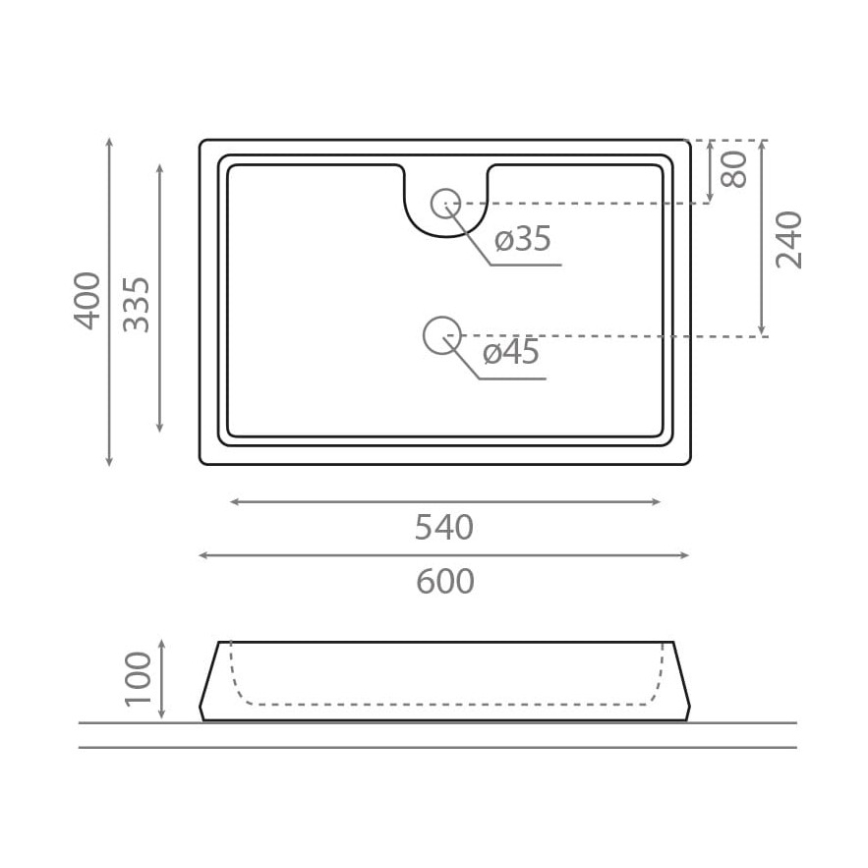 Bathco 4004 - Umywalka nablatowa GALICIA 60x40 cm porcelana/biała