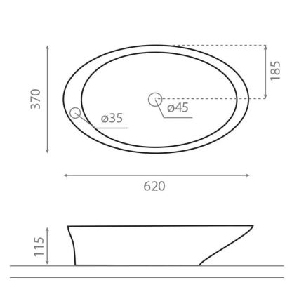 Bathco 4020 - Umywalka nablatowa PURE 62x37 cm porcelana/biała