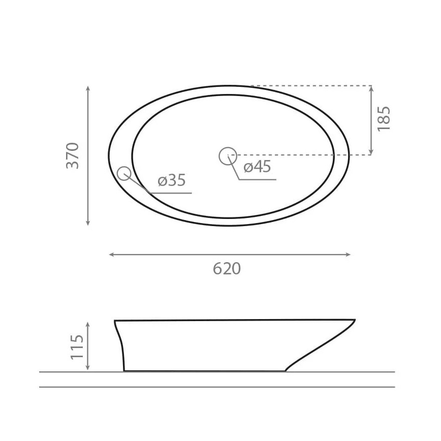 Bathco 4020 - Umywalka nablatowa PURE 62x37 cm porcelana/biała