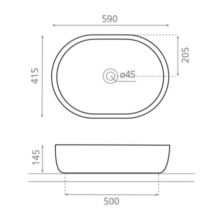 Bathco 4037 - Umywalka nablatowa TOULOUSE 59x41,5 cm porcelanowa/biała