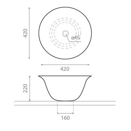Bathco 4062 - Umywalka nablatowa NORDIC śr. 42 cm porcelana/biały