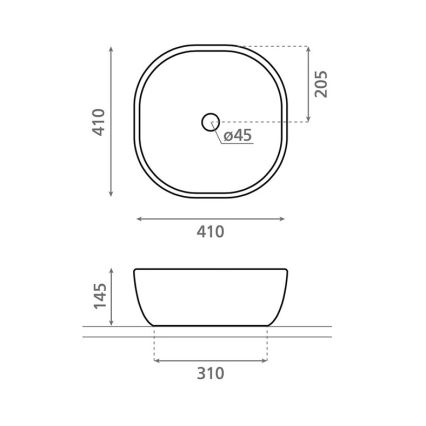 Bathco 4071 - Umywalka nablatowa OLEA 41x41 cm porcelana/biała