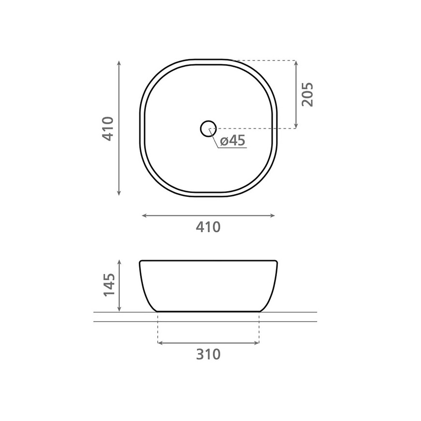 Bathco 4071 - Umywalka nablatowa OLEA 41x41 cm porcelana/biała