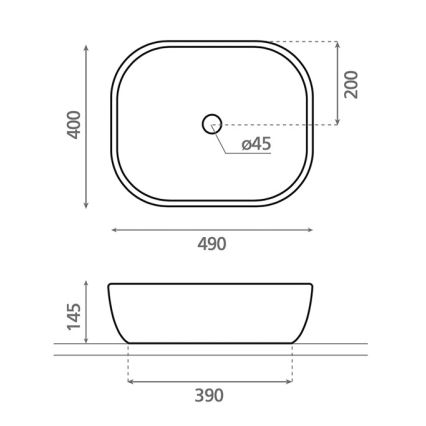 Bathco 4072 - Umywalka nablatowa OLEA 49x40 cm porcelana/biała