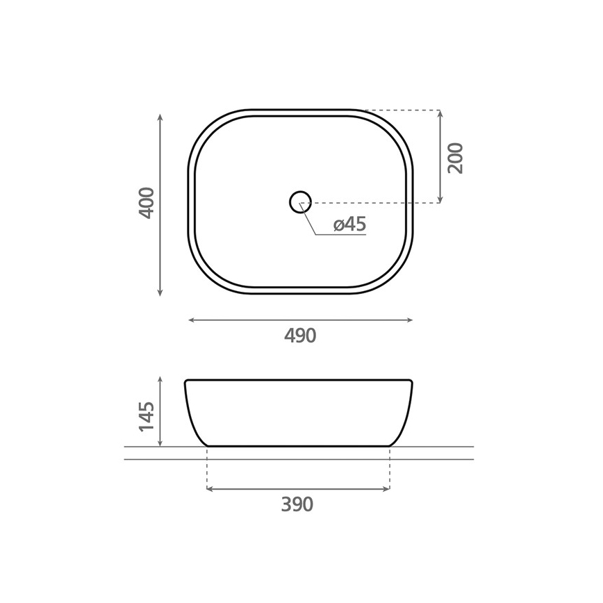 Bathco 4072 - Umywalka nablatowa OLEA 49x40 cm porcelana/biała