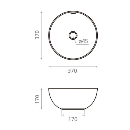 Bathco 4131 - Umywalka nablatowa BARI Ø 37 cm porcelana/biała