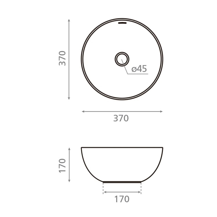Bathco 4131 - Umywalka nablatowa BARI Ø 37 cm porcelana/biała
