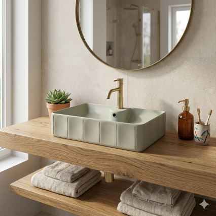 Bathco 4161 - Umywalka nablatowa CIRCUS 61x40,5 cm porcelana/beżowy