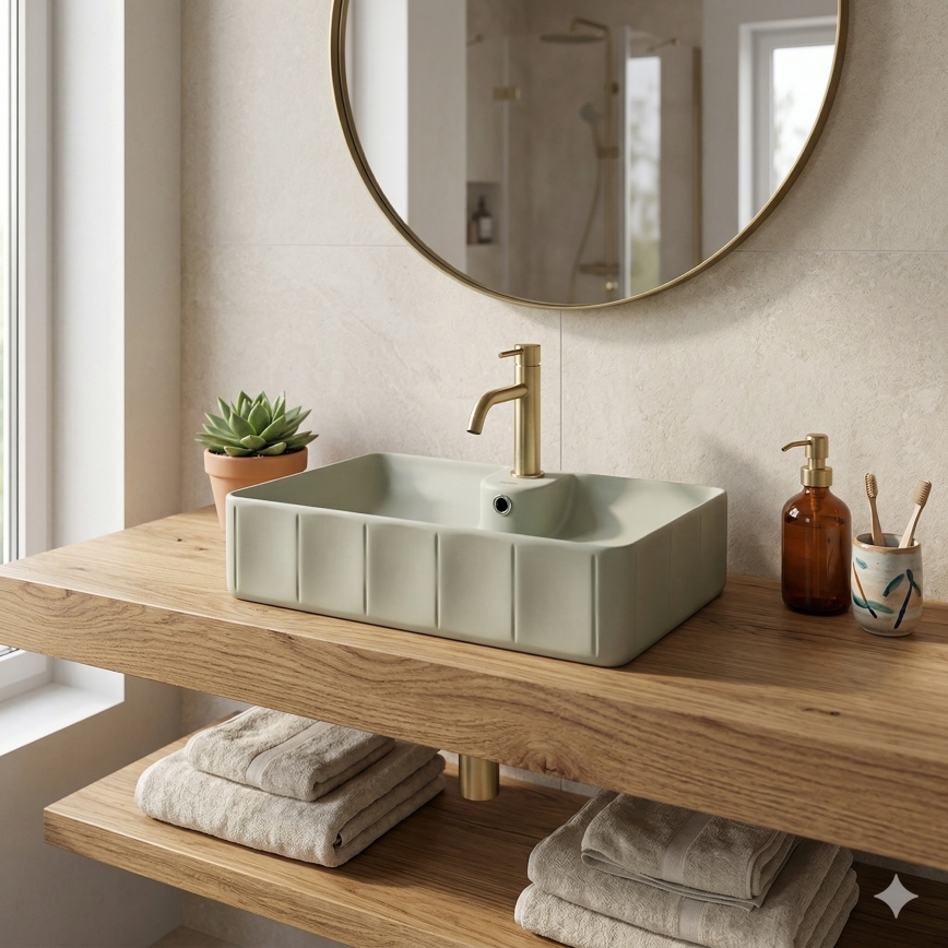 Bathco 4161 - Umywalka nablatowa CIRCUS 61x40,5 cm porcelana/beżowy