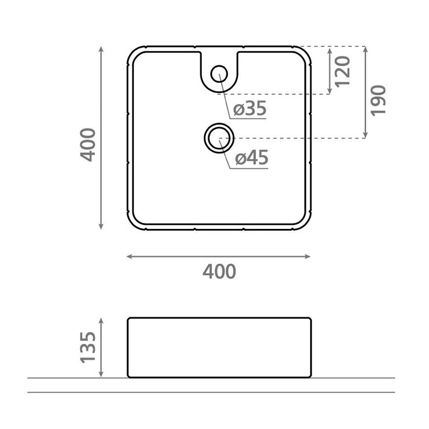 Bathco 4162 - Umywalka nablatowa CIRCUS 40x40 cm porcelana/beżowa