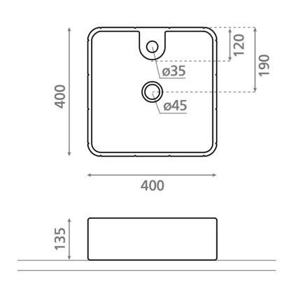 Bathco 4163 - Umywalka nablatowa CIRCUS 40x40 cm porcelana/biała