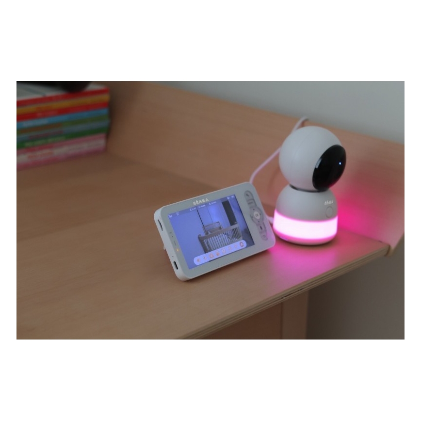 Beaba - Inteligentna, ładowalna niania z monitorem ZEN NIGHT 720p, 5V, 4000 mAh, Wi‑Fi, biała
