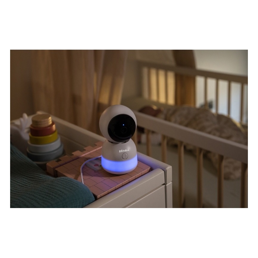 Beaba - Inteligentna, ładowalna niania z monitorem ZEN NIGHT 720p, 5V, 4000 mAh, Wi‑Fi, biała