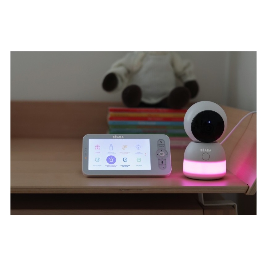 Beaba - Inteligentna, ładowalna niania z monitorem ZEN NIGHT 720p, 5V, 4000 mAh, Wi‑Fi, biała