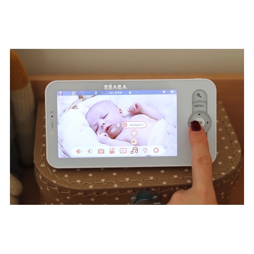 Beaba - Inteligentna, ładowalna niania z monitorem ZEN NIGHT 720p, 5V, 4000 mAh, Wi‑Fi, biała